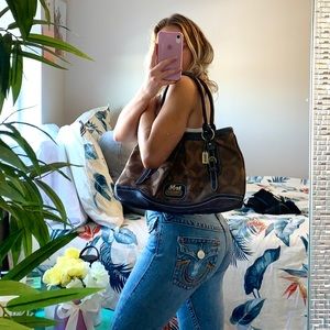 Coach Op Art Chocolate Canvas Tote 👜